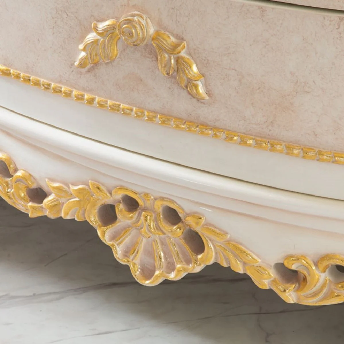 Casa Padrino conjunto de muebles barrocos de lujo aparador con espejo beige / blanco / oro - Magnífico mueble de madera maciza con elegante espejo de pared - Muebles de estilo barroco