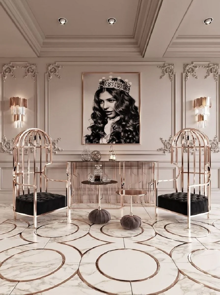 Casa Padrino consola de lujo cobre / negro 152 cm