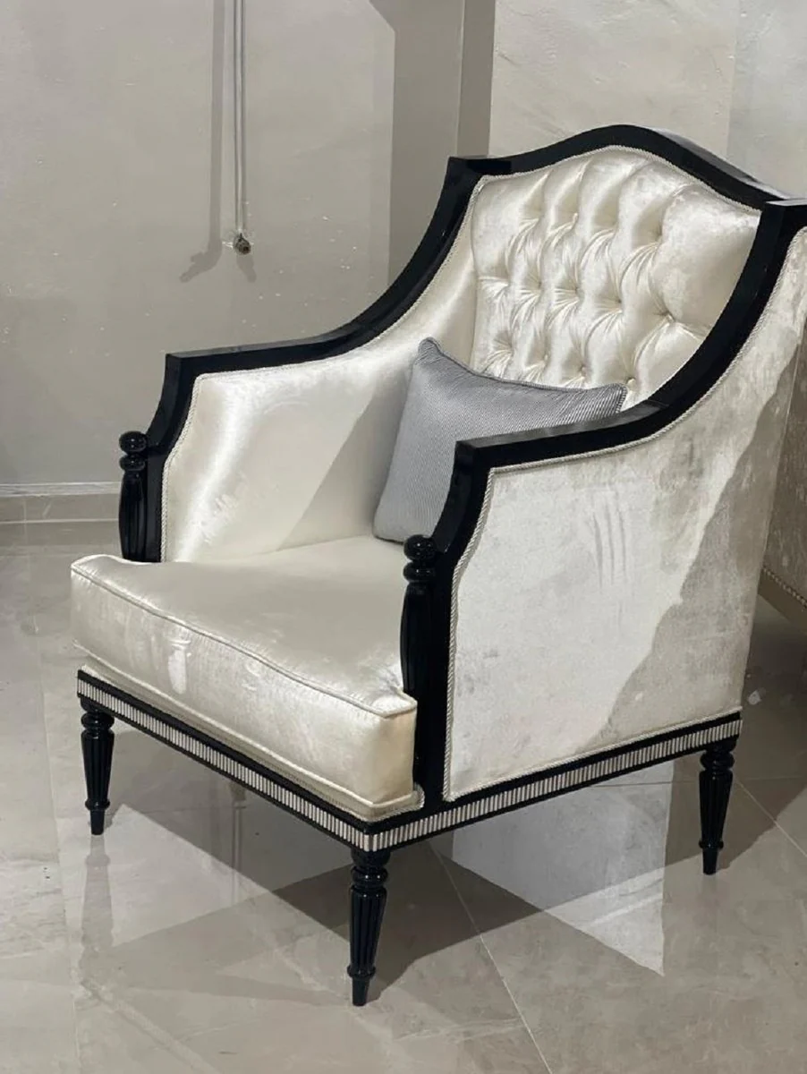 Casa Padrino sill¨®n de sal¨®n barroco de lujo oro / negro / gris - Sill¨®n de estilo barroco hecho a mano - Muebles de sal¨®n de lujo en estilo barroco - Muebles barrocos - Noble y Magn¨ªfico