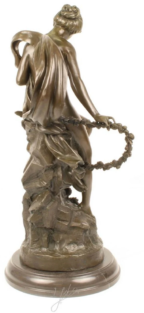 Casa Padrino escultura de bronce de lujo de la banda de amor bronce / oro / gris 30,5 x 24 x H. 54,8 cm - Figura Deco con Base de Mármol