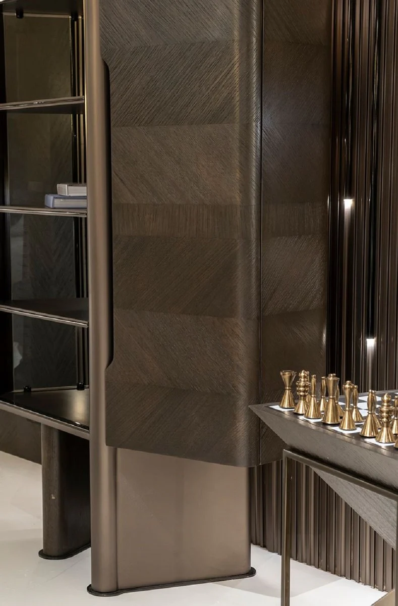 Casa Padrino vitrina de lujo marr¨®n oscuro / bronce 105,95 x 48,15 x A. 170 cm - Vitrina con puerta - Muebles de hotel - Muebles de lujo - Colecci¨®n de lujo