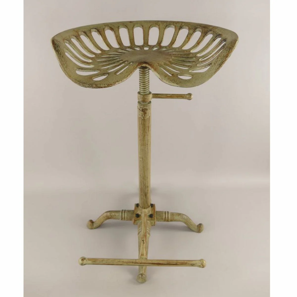 Casa Padrino Taburete de Bar de Hierro Fundido de Estilo Industrial Verde R¨²stico A. 75 cm