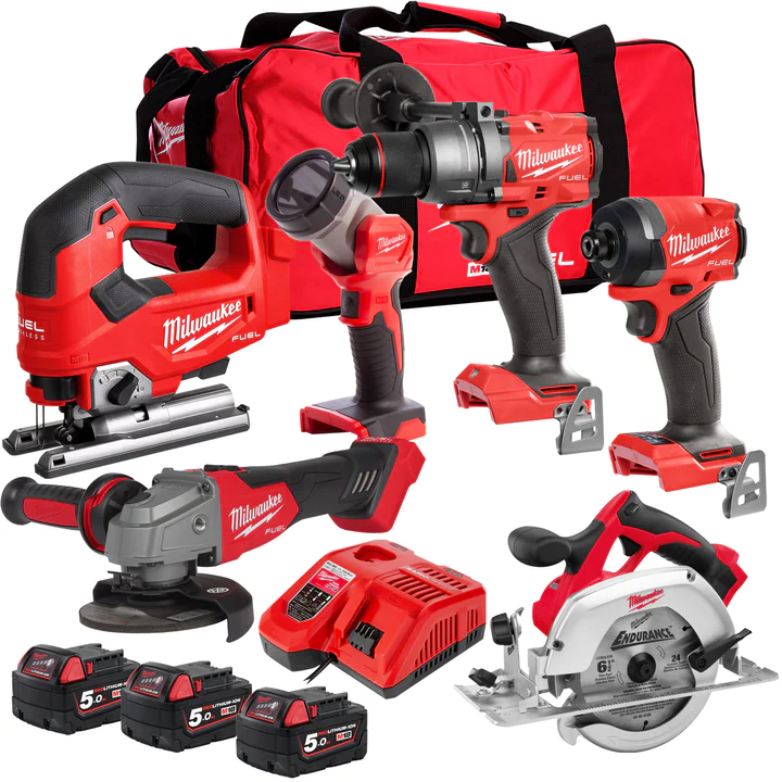 Milwaukee M18FPP6T3-503B 18V 6 Piece Tool Kit with 3 x 5.0Ah Battery & Charger