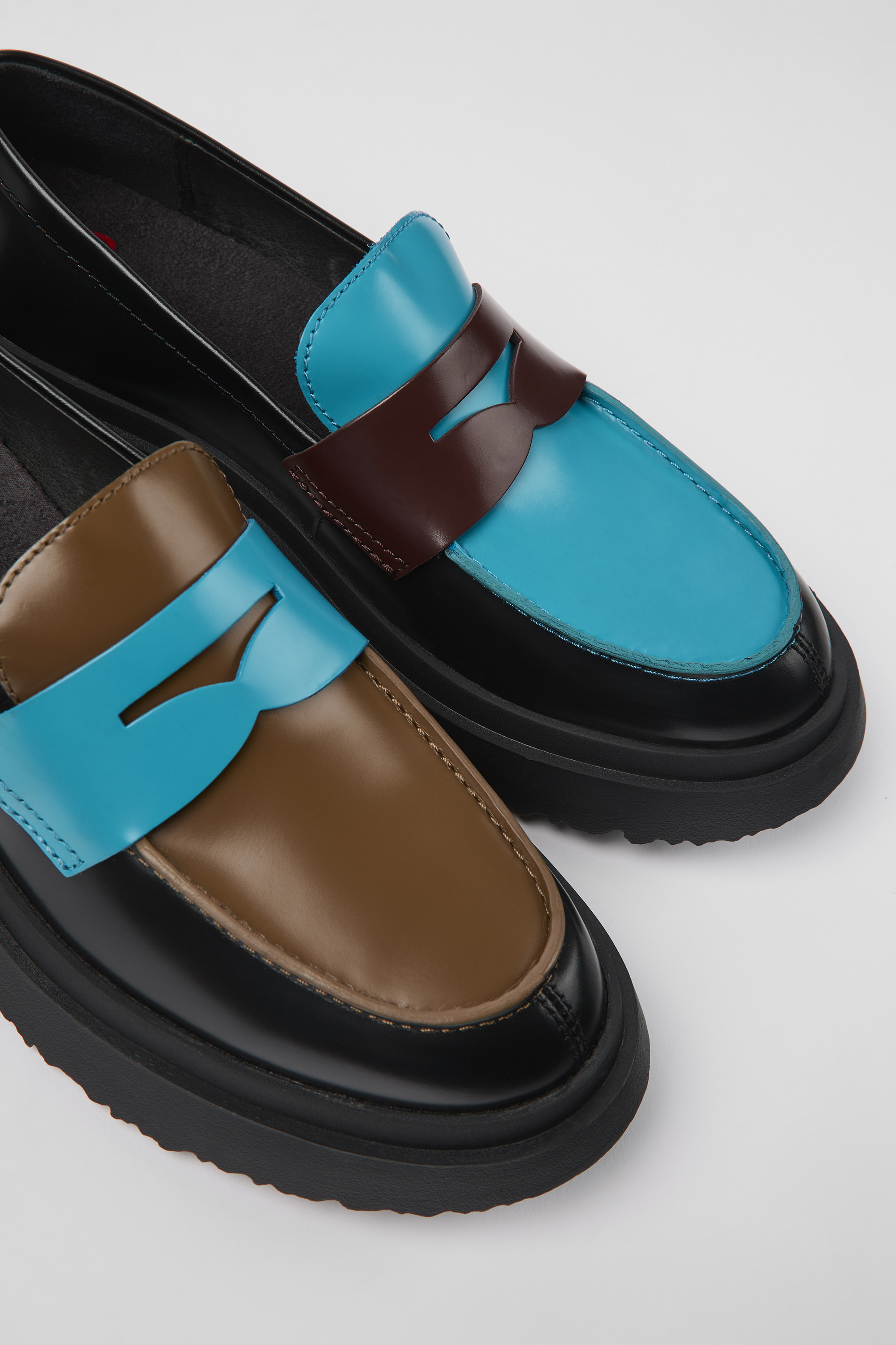 Twins - Multicolored leather loafers for women