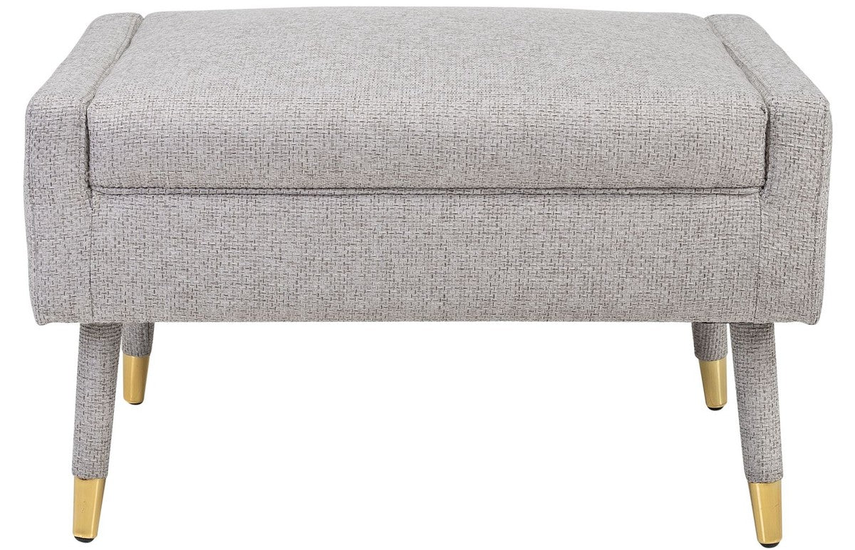 Casa Padrino taburete para los pies de lujo gris / oro 76 x 62 x H. 46 cm - Taburete de la Sala de Estar Estilo Neocl¨¢sico - Muebles de Sala de Estar de Dise?o