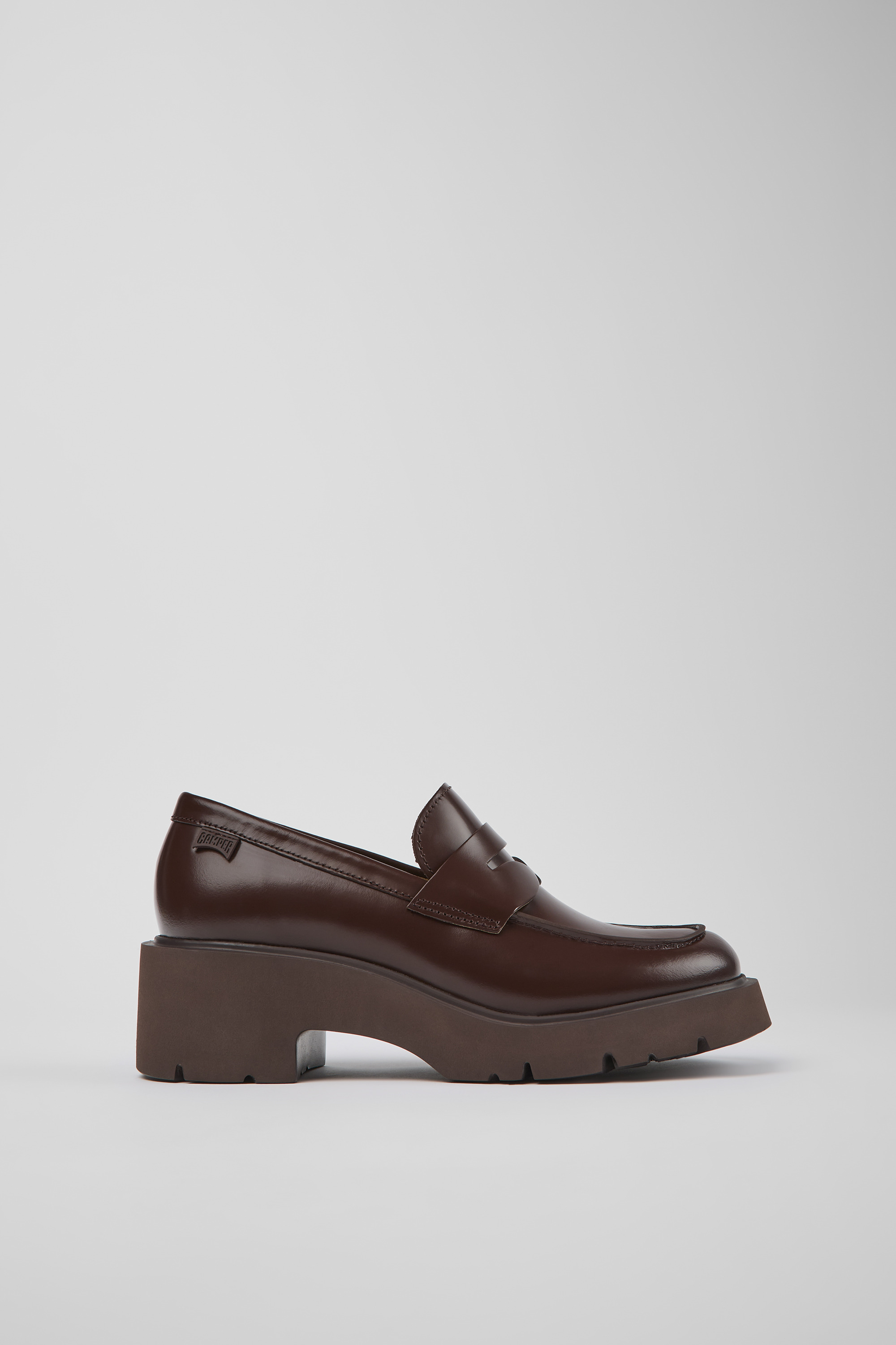 Milah - Burgundy leather loafers for women