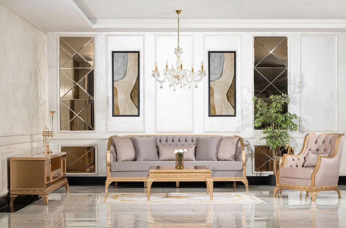 Casa Padrino gabinete TV barroco de lujo oro - Magn¨ªfico aparador de madera maciza con 2 puertas y caj¨®n - Muebles de sal¨®n en estilo barroco - Muebles barrocos - Noble y Magn¨ªfico