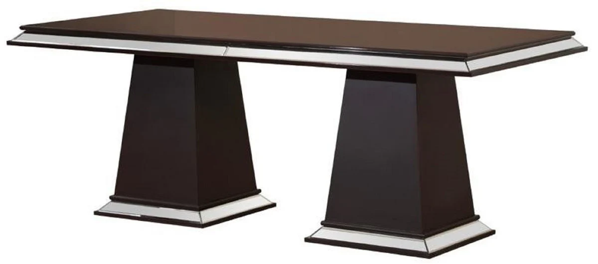 Casa Padrino mesa de comedor de lujo marr¨®n oscuro 200 x 100 x A. 79 cm - Mesa de cocina de madera maciza con espejo - Muebles de comedor - Muebles de lujo - Interiores de lujo