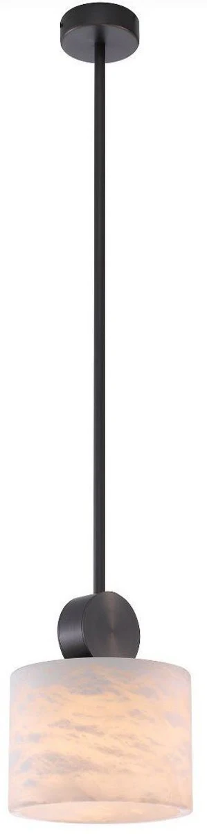 Casa Padrino lámpara colgante de lujo bronce / alabastro Ø 20 x A. 24 cm - Lámpara de mesa moderna con pantalla redonda de alabastro - Colección de Lujo