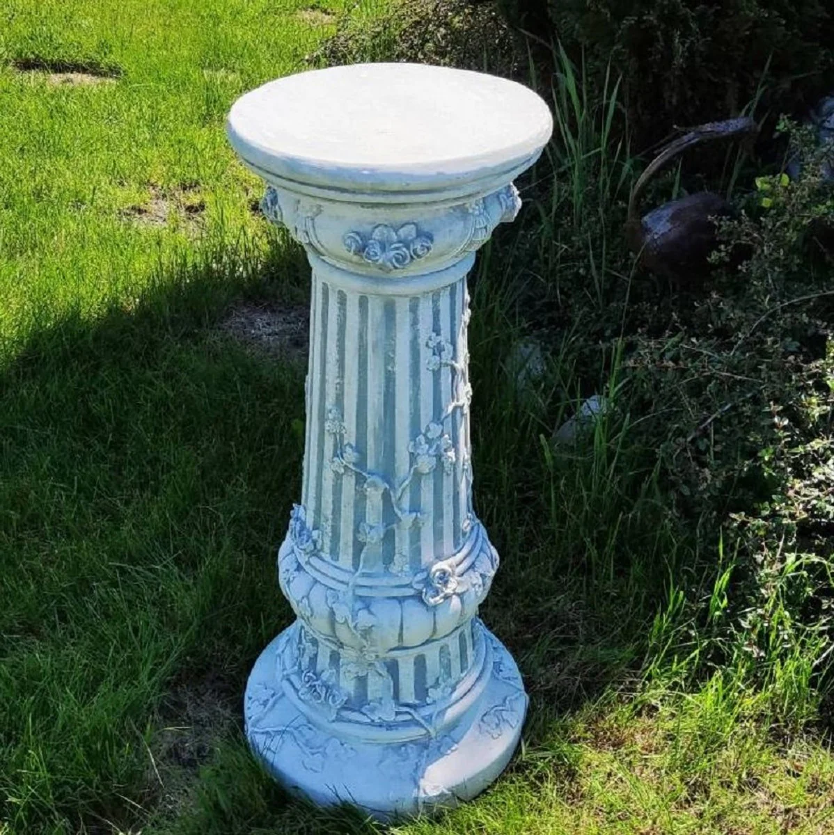 Casa Padrino Pilar Barroco Gris ? 35 x A. 78 cm - Magn¨ªfica Pilar de Jard¨ªn de Estilo Barroco - Decoraci¨®n Pilar Redonda de Piedra - Accesorios de Decoraci¨®n de Terrazas y Jardines Barrocos