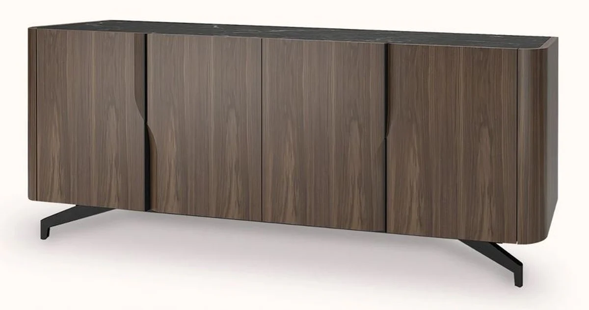 Casa Padrino aparador de lujo marr¨®n / negro 220 x 50,8 x A. 87 cm - Armario de madera maciza con 4 puertas - Muebles de madera maciza - Muebles de lujo - Interiores de lujo