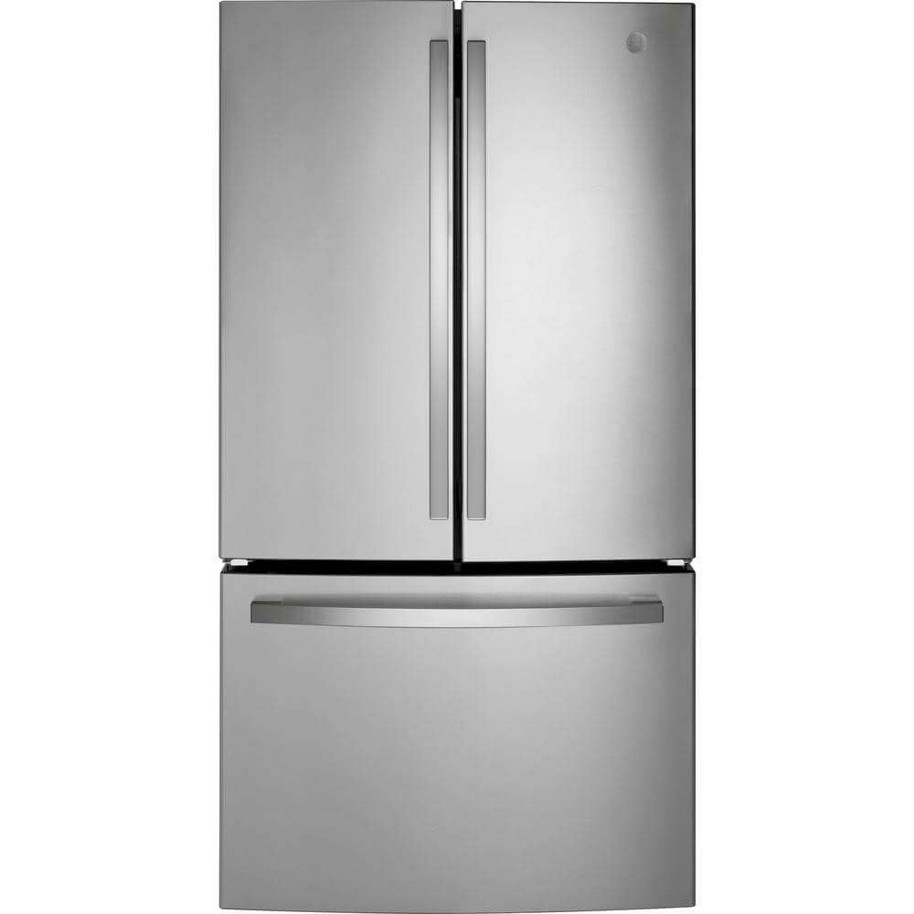 GE GNE27JYMFS 36 French Door Refrigerator with 27 cu. ft. Total Capacity Energy Star LED Lighting Internal Water Dispenser Spill-Proof Shelves in Fingerprint Resistant Stainless Steel
