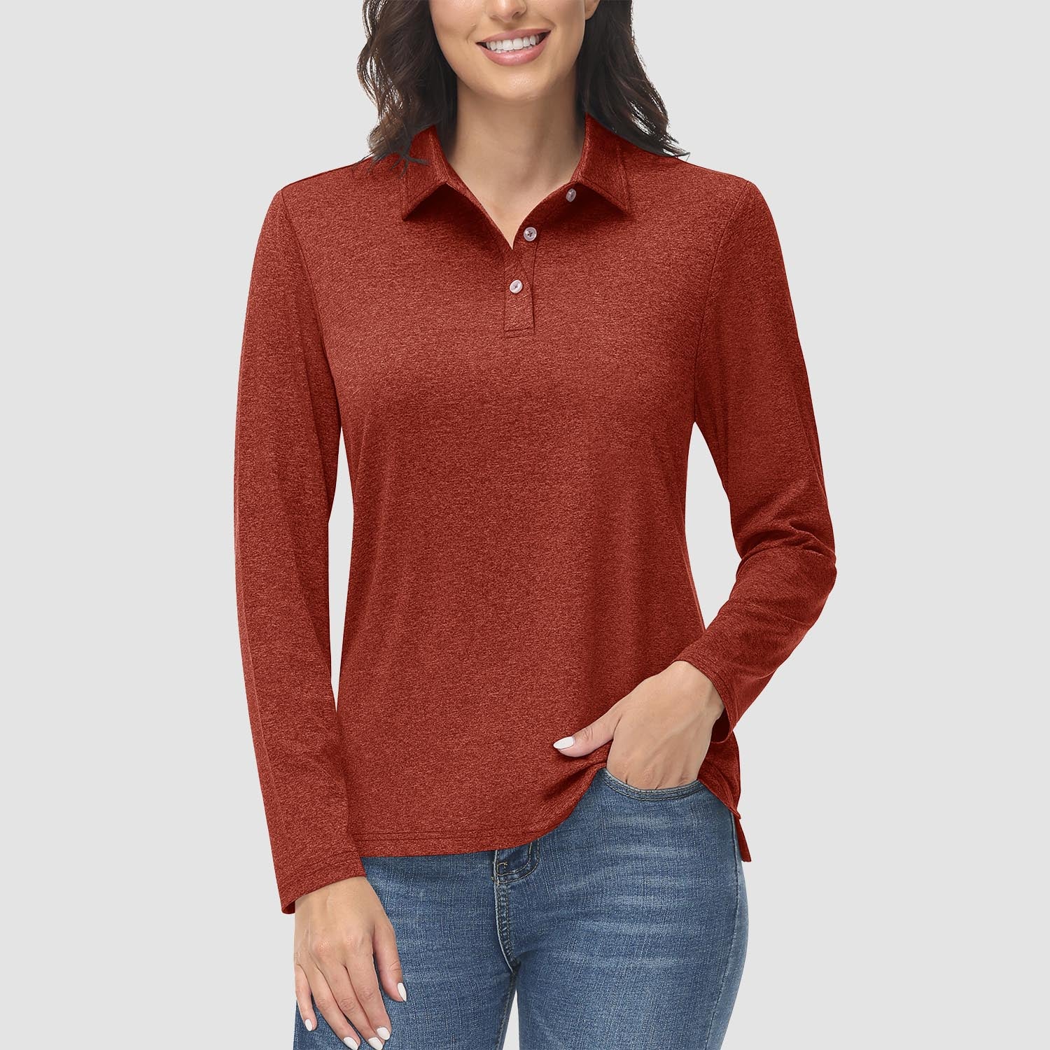 Women's Polo Shirts Long Sleeve UPF 50+ Sun Protection Golf Shirts Quick Dry Athletic Workout Collared Shirt