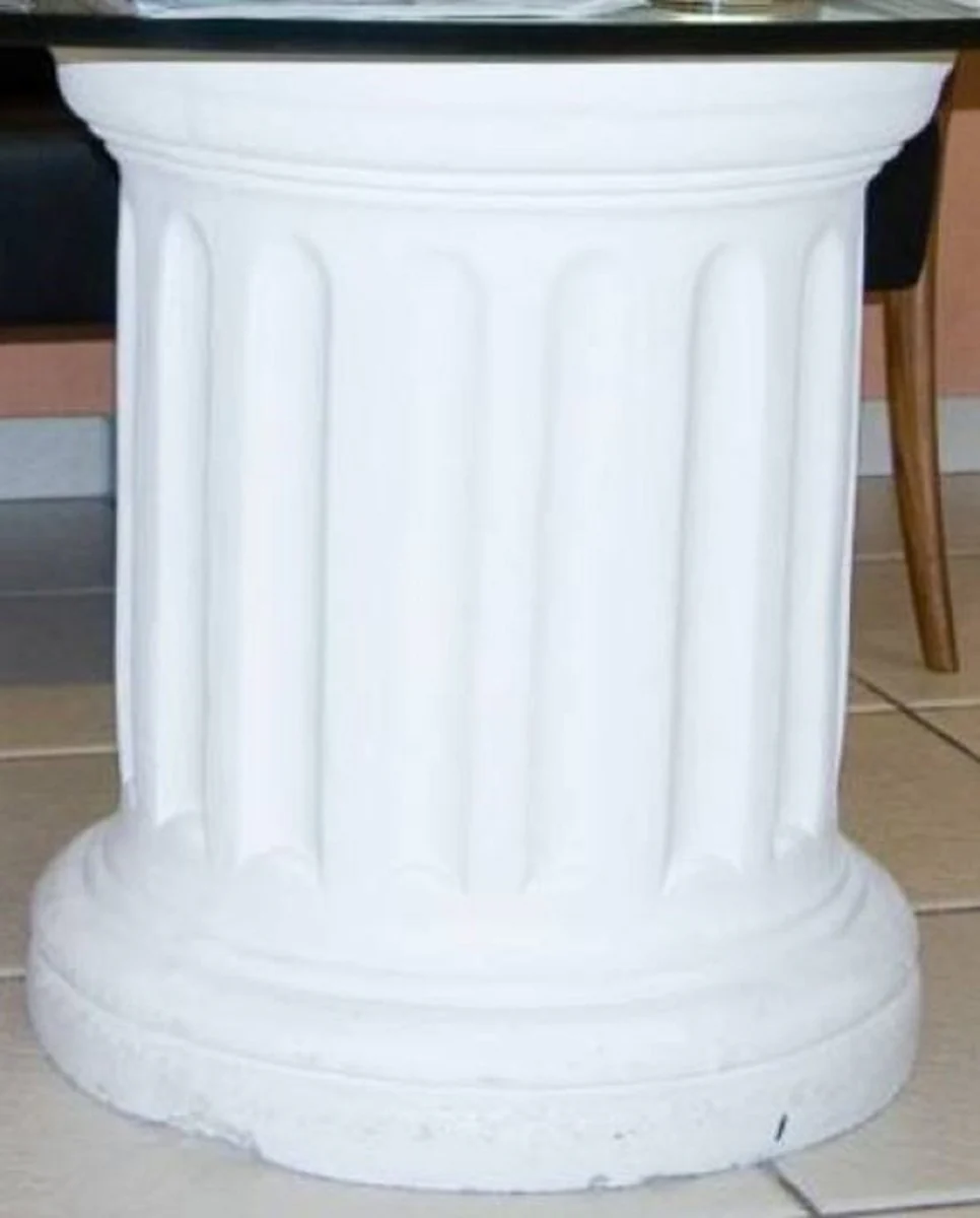 Casa Padrino pedestal barroco blanco Ø 48 x A. 59 cm - Magnífica pedestal de jardín de estilo barroco - Pedestal redonda de piedra para decoración de jardín - Accesorios de Decoración de Jardines