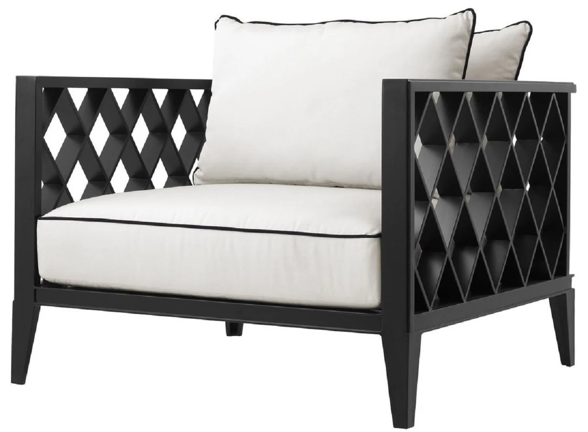 Casa Padrino sill¨®n de lujo con cojines negro mate / blanco 96,5 x 93,5 x H. 68,5 cm - Muebles de Sal¨®n