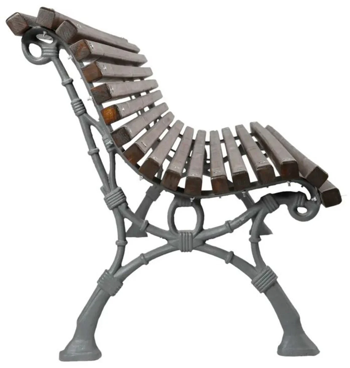 Casa Padrino banco de parque - Banco urbano con respaldo marr¨®n oscuro / gris 180 cm - Muebles de jard¨ªn