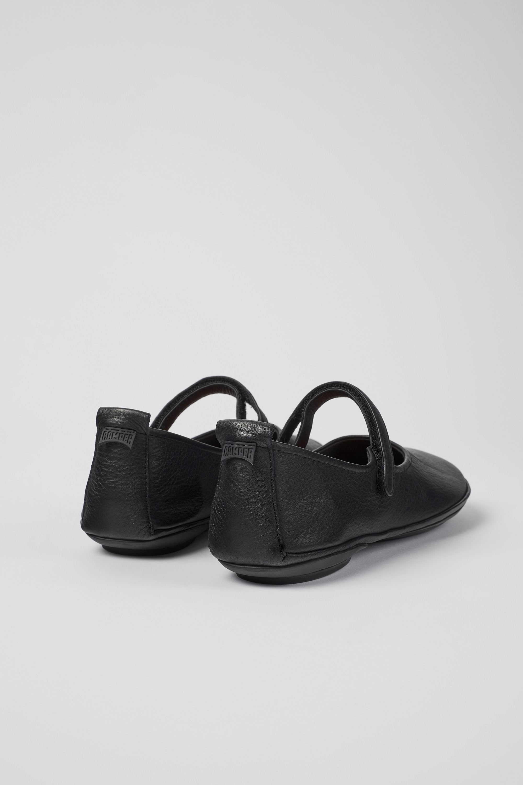 Right - Black leather ballerinas for women