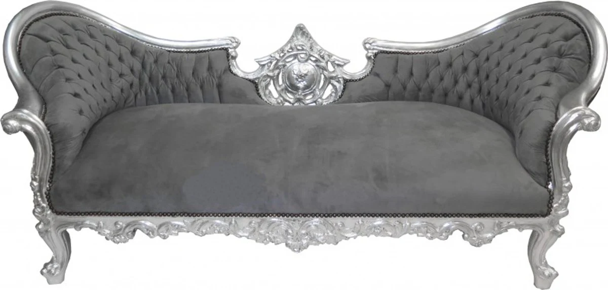 Casa Padrino Baroque sofa Vampire Grey / Silver - Limited Edition - Coffee Lounge