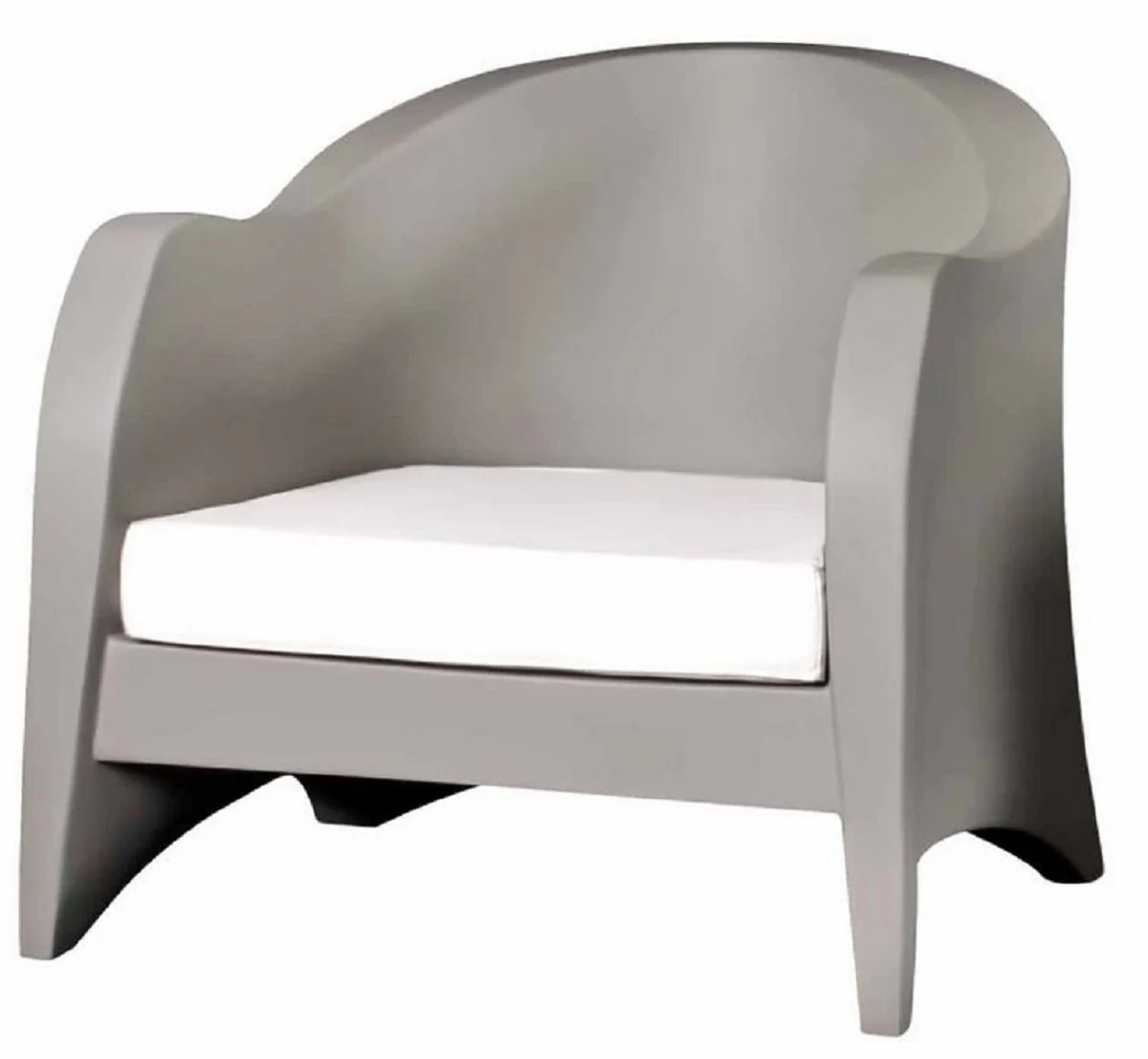 Casa Padrino sillón de jardín de diseño gris mate / blanco 79 x 72 x A. 73 cm - Sillón de jardín de terraza resistente a la intemperie - Muebles de Hotel - Calidad de Lujo