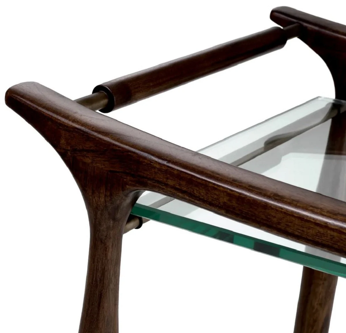 Casa Padrino carrito de servicio de lujo de madera maciza con tapas de vidrio marr¨®n 86 x 50 x A. 75,5 cm - Carrito gastron¨®mico restaurante hotel - Accesorios gastron¨®mico restaurante hotel lujo