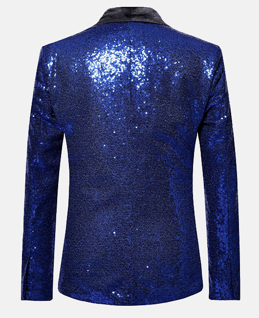 Glamorous Plain Allover Sequin Lapel Collar Blazer
