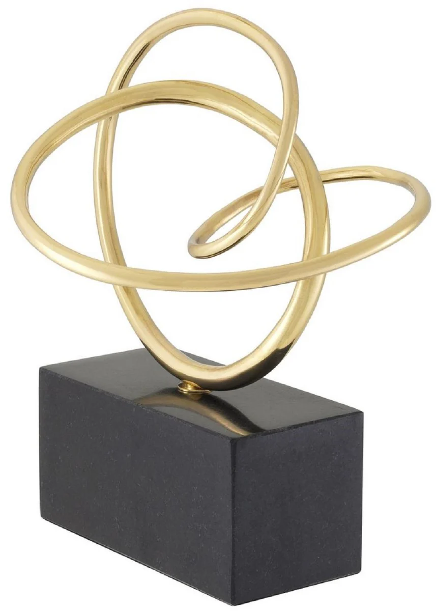 Casa Padrino decoraci¨®n de escritorio de dise?o lat¨®n / negro 29 x 23 x A. 33 cm - Elegante objeto decorativo de lat¨®n con base de granito - Accesorios Deco