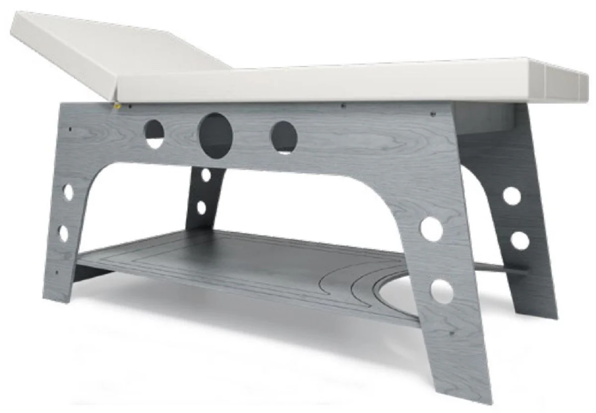 Casa Padrino mesa de masaje de lujo gris / blanco 190 x 70 x A. 77 cm - Mesa de masaje hecha a mano con reposacabezas ajustable - Calidad de lujo - Hecho en Italia