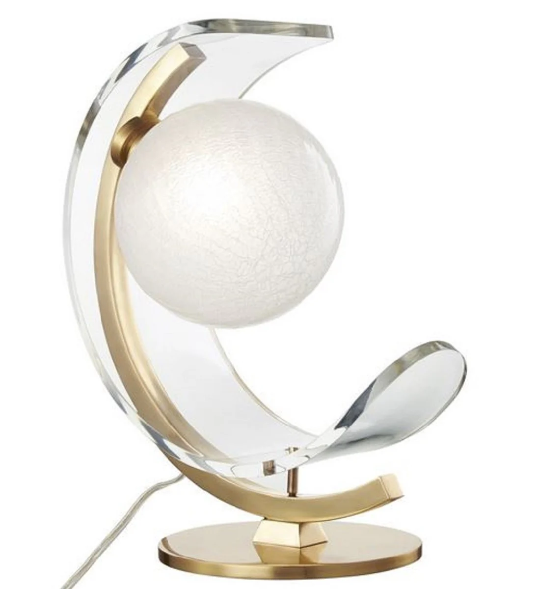 Casa Padrino lámpara de mesa LED de diseño latón antiguo / blanco 33 x 19,1 x H. 38,1 cm - Colección de Lujo