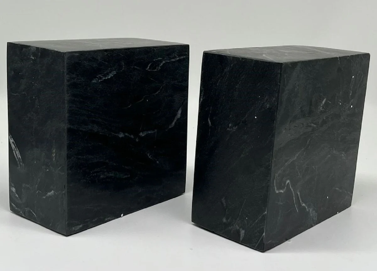 Casa Padrino conjunto de sujetalibros decorativos de m¨¢rmol de lujo negro / oro