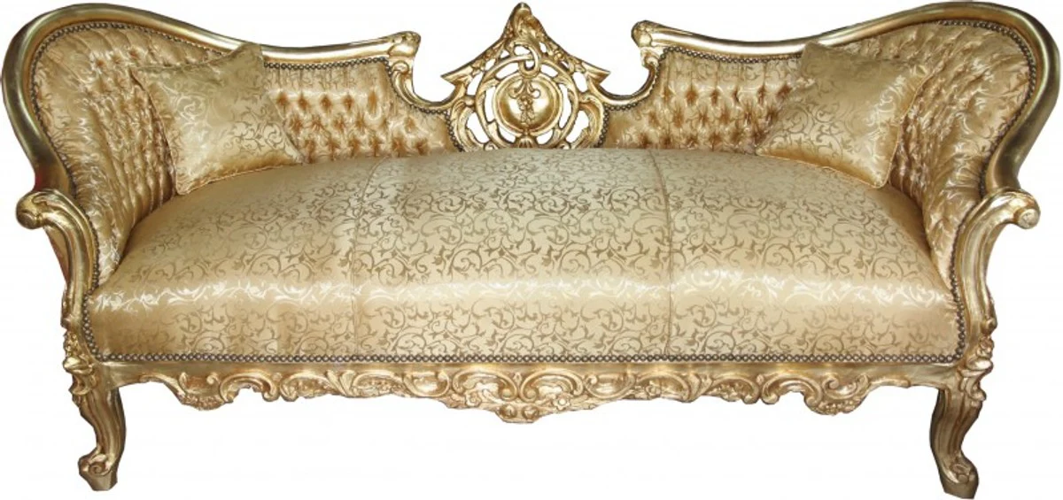 Casa Padrino baroque sofa set  Vampire  Gold Pattern Satin - Limited Edition - UNIQUE