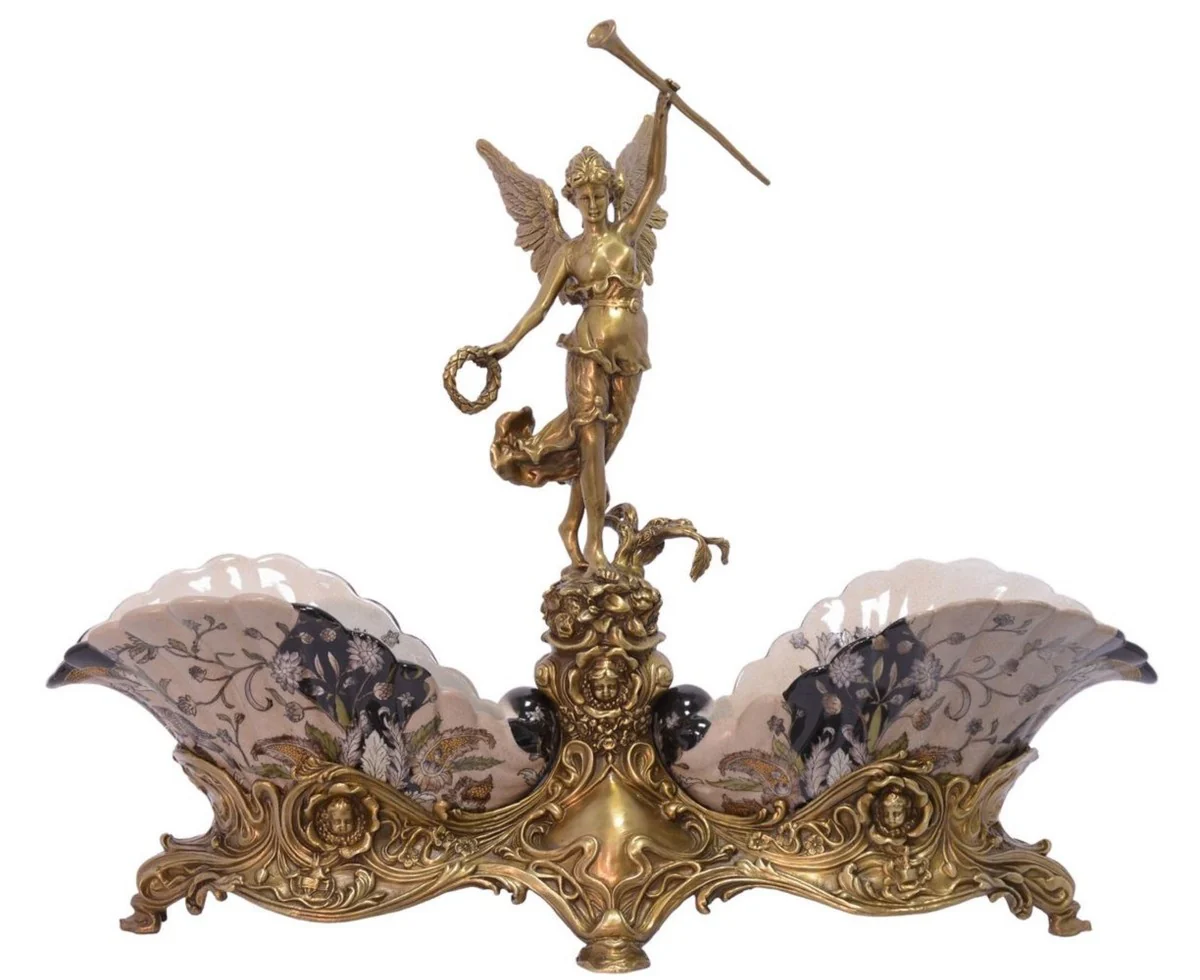 Casa Padrino Cáscara Art Nouveau Multicolor / Latón 56,5 x 19 x H. 46,5 cm - Accesorios de Decoración Barroco y Art Nouveau