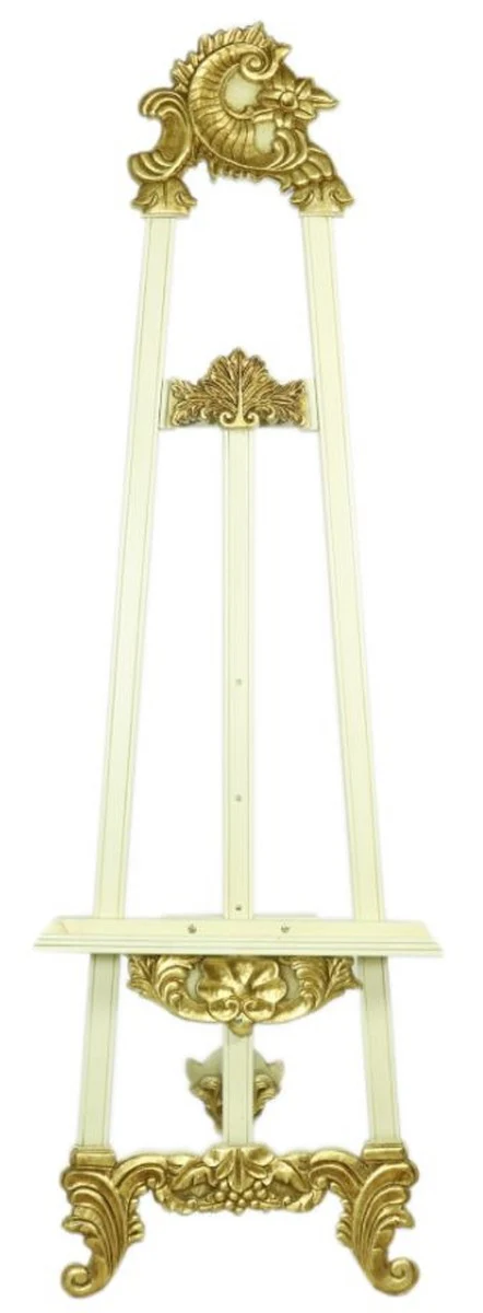Casa Padrino caballete barroco blanco / oro 55 x H. 170 cm - Magnífico Caballete de Madera Maciza con Soporte Plegable