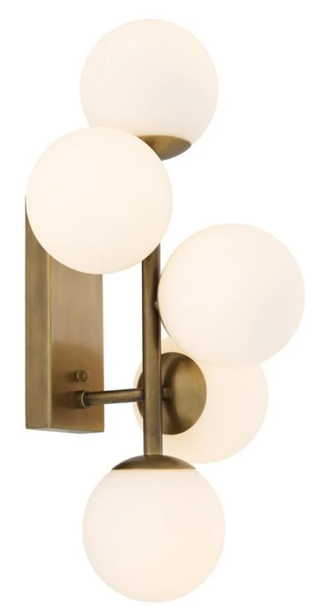 Casa Padrino lámpara de pared de lujo latón antiguo / blanco 27 x 24 x H. 50 cm - Lámpara de Pared para Sala de Estar