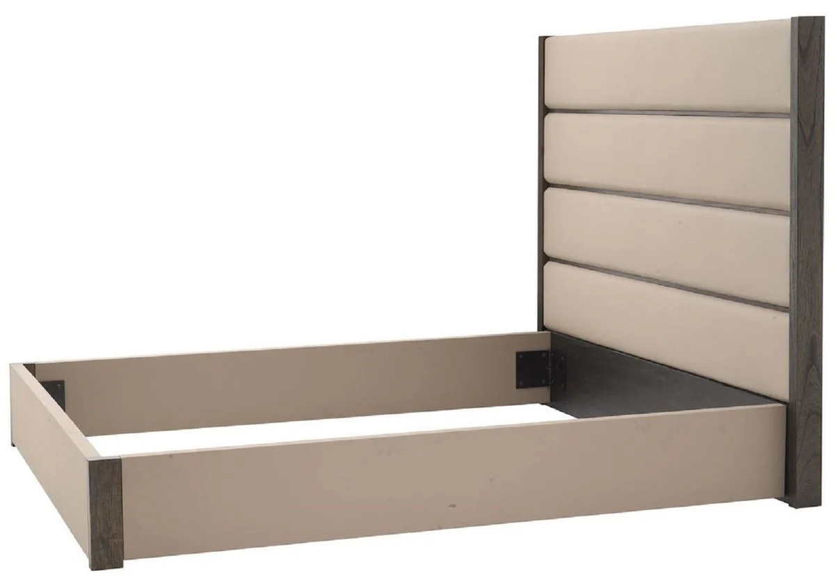 Casa Padrino estructura de cama doble de lujo con cabecero gris / marr¨®n oscuro 205,5 x 225 x A. 150,5 cm - Muebles de Dormitorio - Muebles de Hotel - Calidad de Lujo