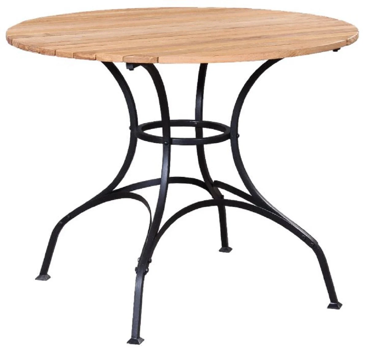 Casa Padrino mesa de jardín Art Nouveau de lujo marrón / negro Ø 100 x A. 78 cm - Mesa redonda para jardín y terraza - Muebles de Jardín y Terraza Art Nouveau