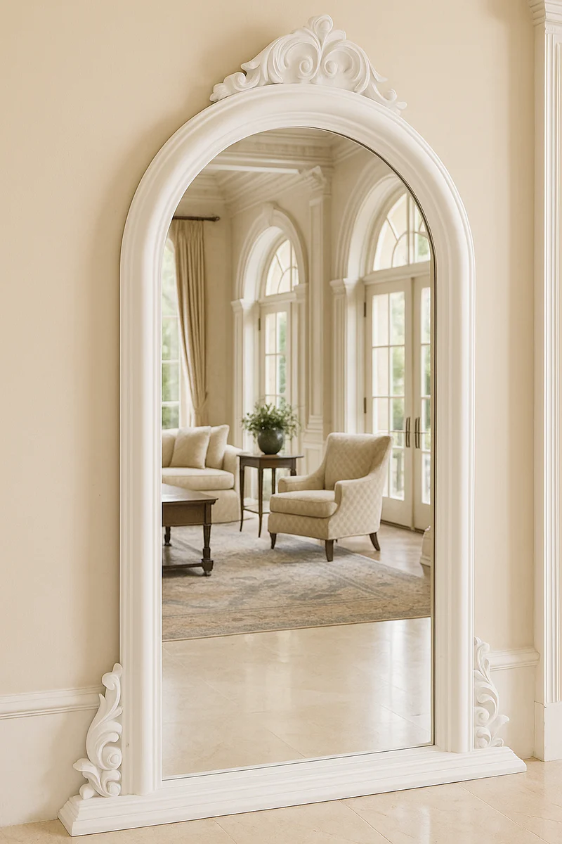 Casa Padrino espejo barroco plata A. 130 cm - Espejo de pared para armario de estilo barroco