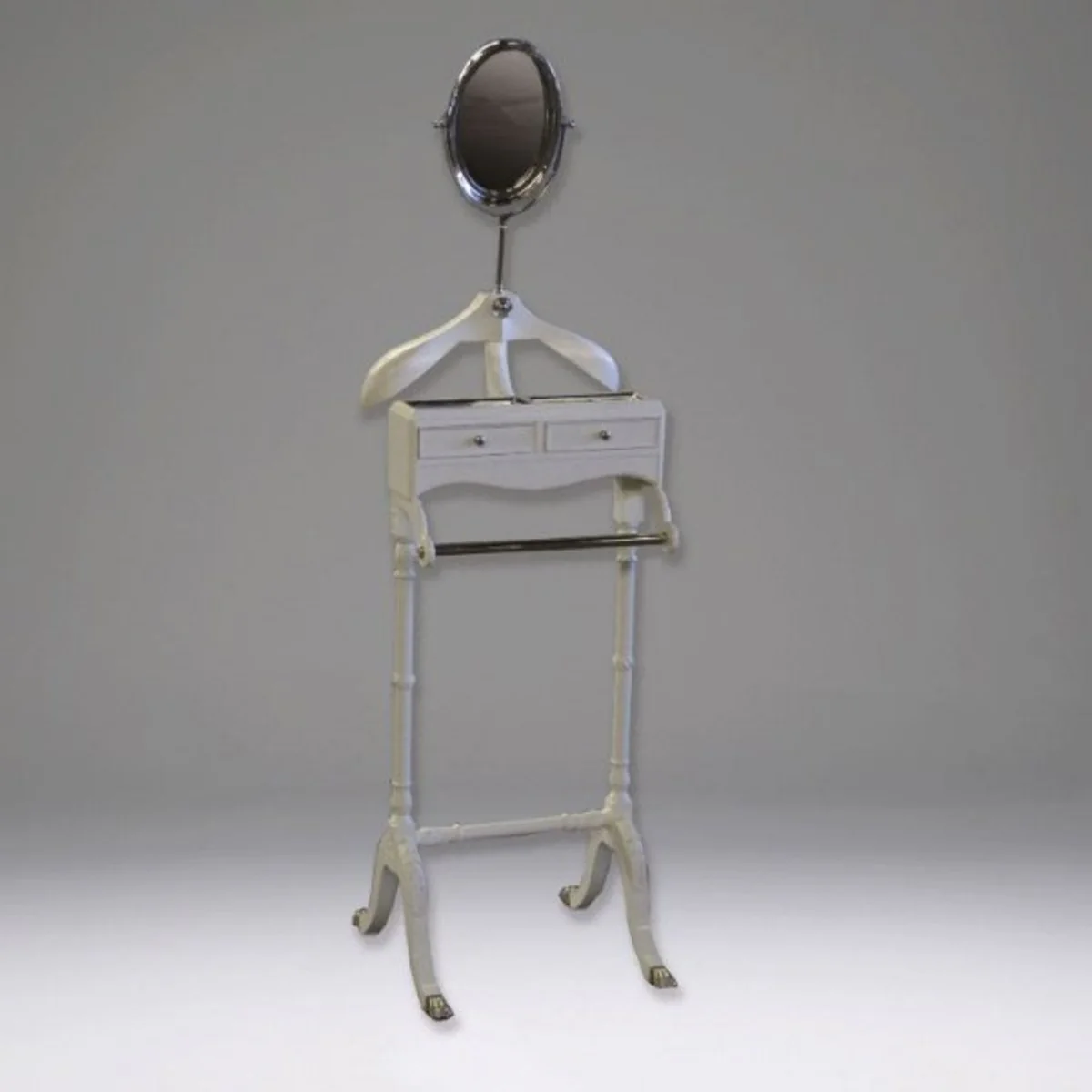 Casa Padrino Designer luxury wardrobes stand Paris White with Mirror - Dressboy - clothes rack suit stands - Empire Art Deco Art Nouveau Baroque Biedermeier