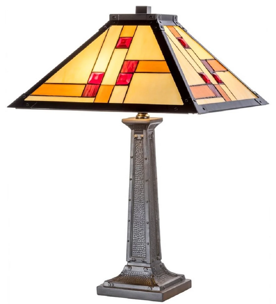 Casa Padrino Lámpara de Mesa Tiffany de Lujo de Negro / Multicolor 40 x 40 x H. 60 cm - Hecho a Mano a Partir de 64 Piezas