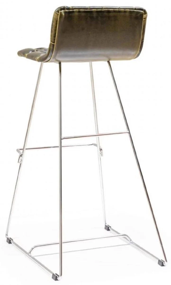 Casa Padrino conjunto de sillas de bar de lujo negro / oro / plata 37 x 33 x A. 90 cm - Taburetes de bar modernos con cuero sint¨¦tico - Muebles de Bar de Catering de Jard¨ªn