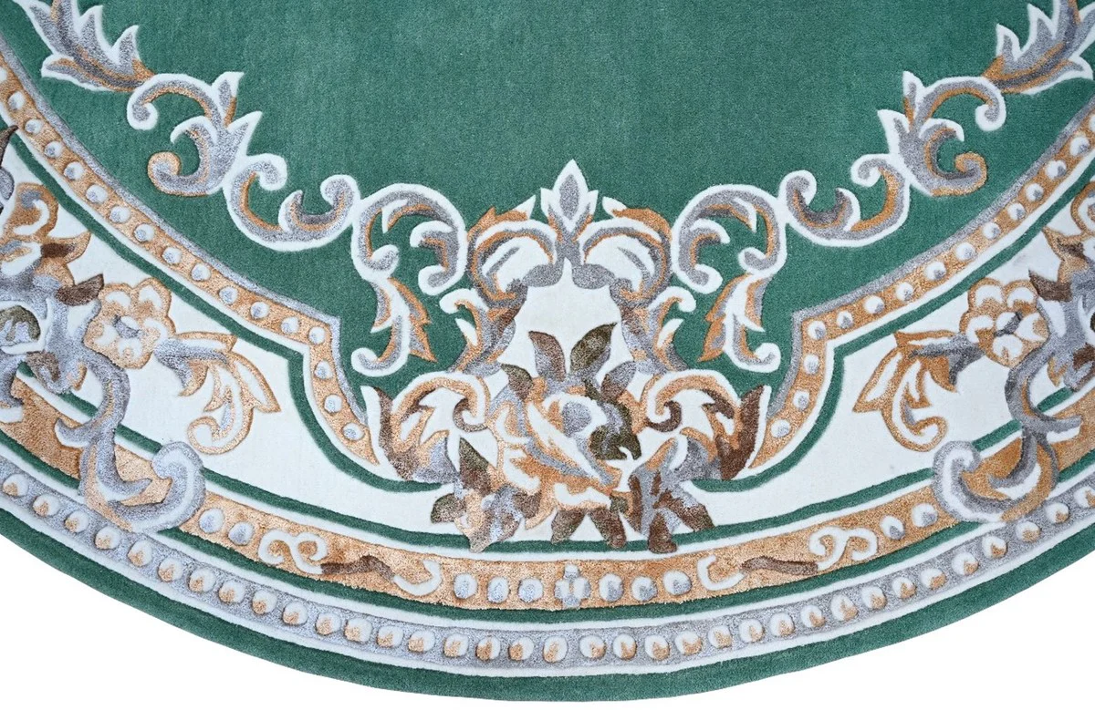 Casa Padrino Alfombra Redonda Barroco de Lujo Verde / Blanco / Marr¨®n ? 300 cm