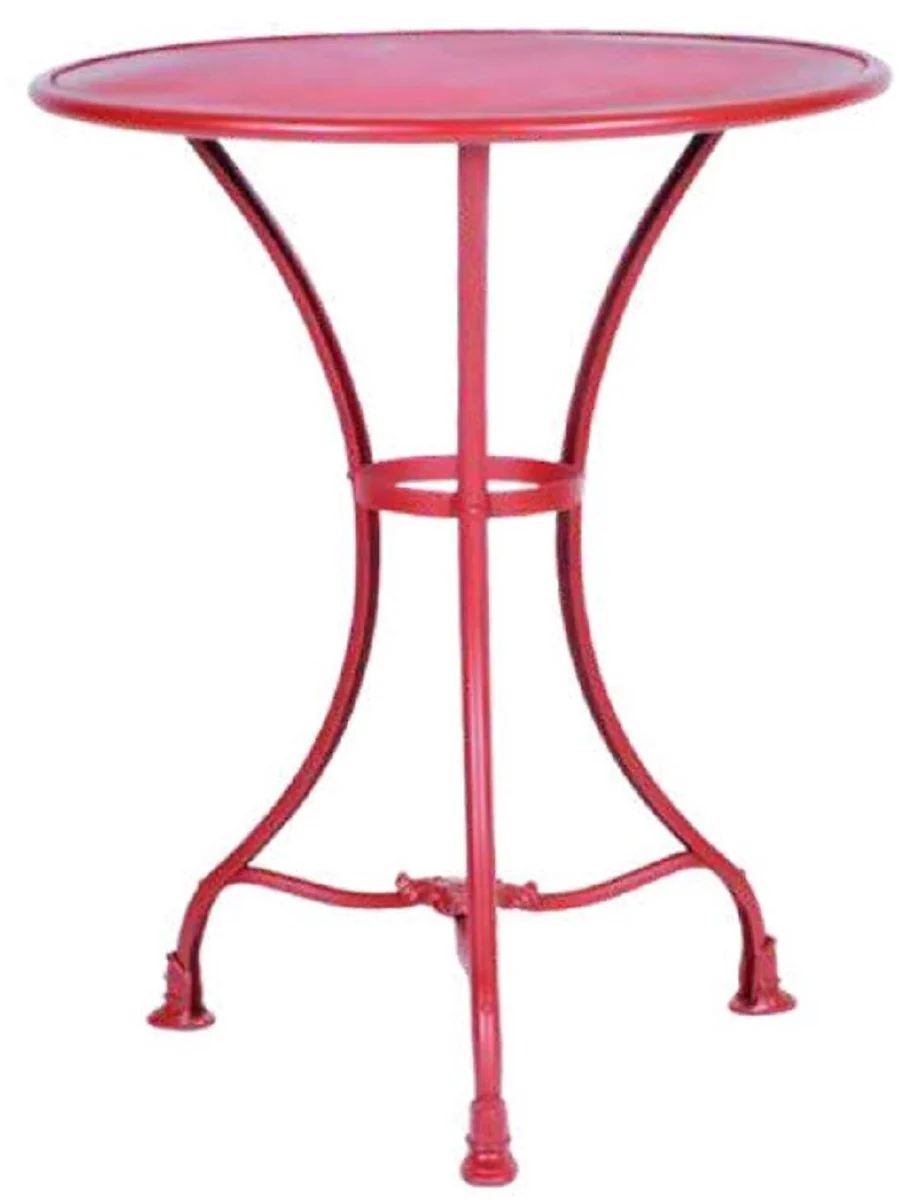 Casa Padrino conjunto de muebles de jard¨ªn Art Nouveau de hierro forjado rojo - 1 Mesa Bistr¨® Redonda de Jard¨ªn y 4 Sillas de Jard¨ªn con Reposabrazos - Muebles de Jard¨ªn Barrocos y Art Nouveau