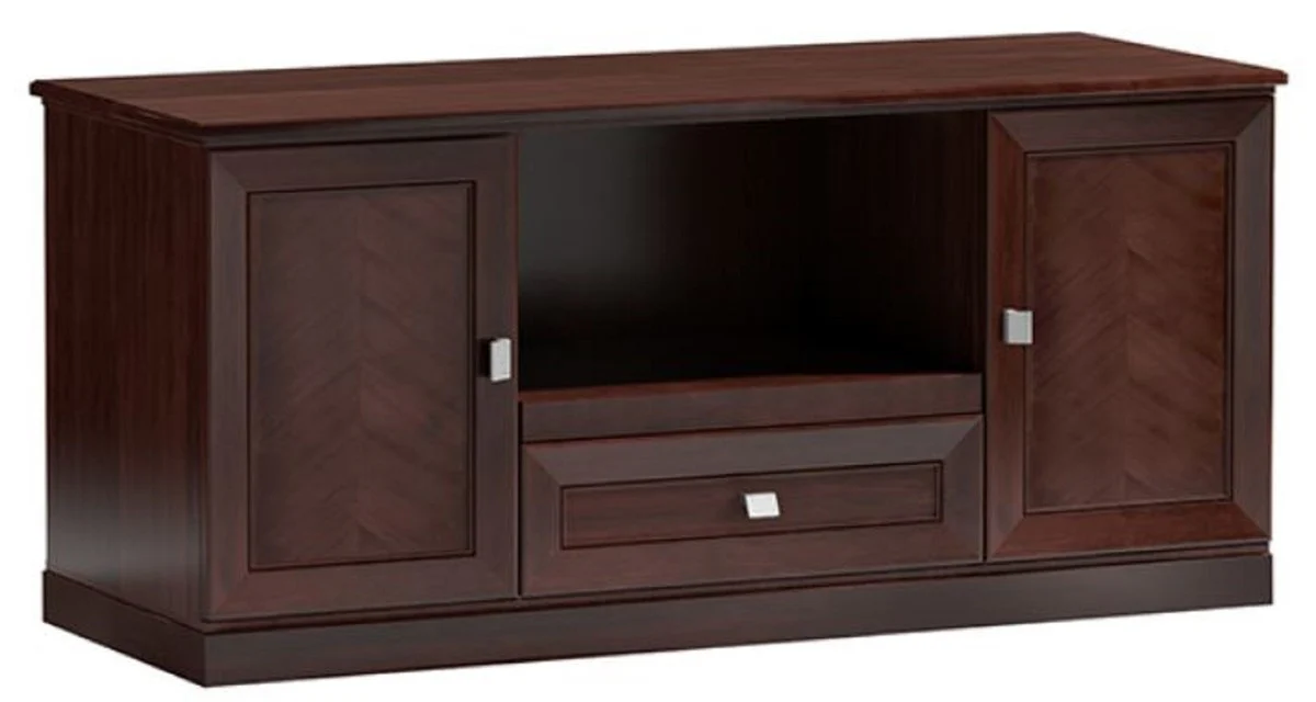 Casa Padrino Aparador de Lujo con 2 Puertas y Cajón Marrón Oscuro / Plata 165 x 60 x H. 76 cm - Muebles de Sala