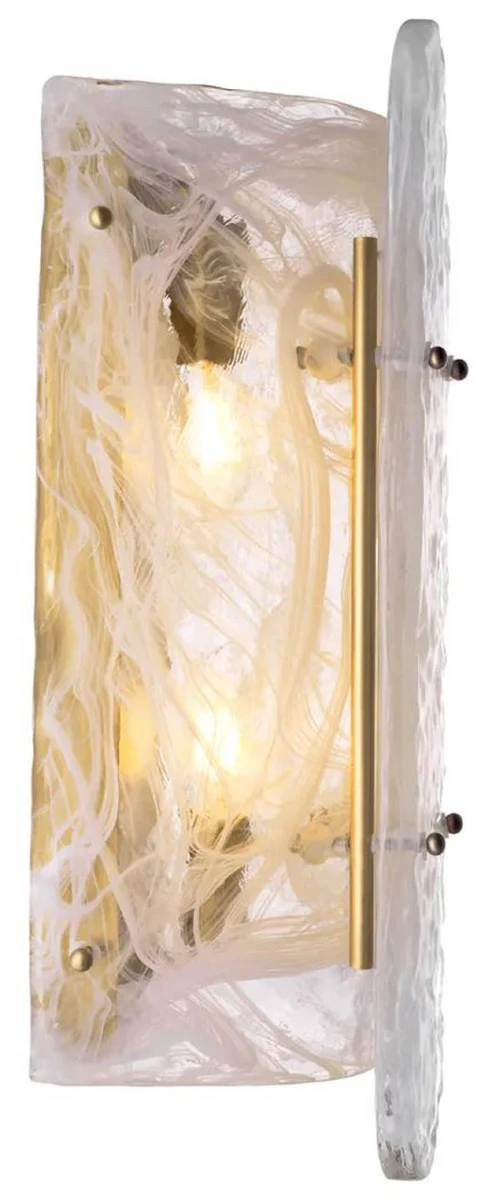 Casa Padrino lámpara de pared de lujo latón antiguo 18 x 15,5 x A. 40,5 cm - Lámpara de pared de salón con pantalla de vidrio hecha a mano - Iluminación de lujo - Interior de lujo