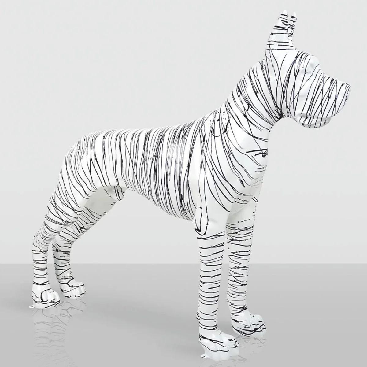 Casa Padrino escultura decorativa XXL gran dan¨¦s blanco / negro 130 cm - Figura de jard¨ªn