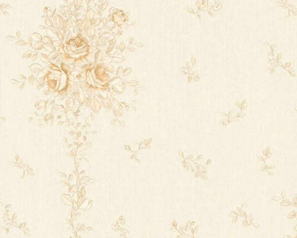 Casa Padrino papel pintado barroco no tejido beige - Papel pintado de salón de estilo barroco con elegante patrón floral - Decoración de pared barroco