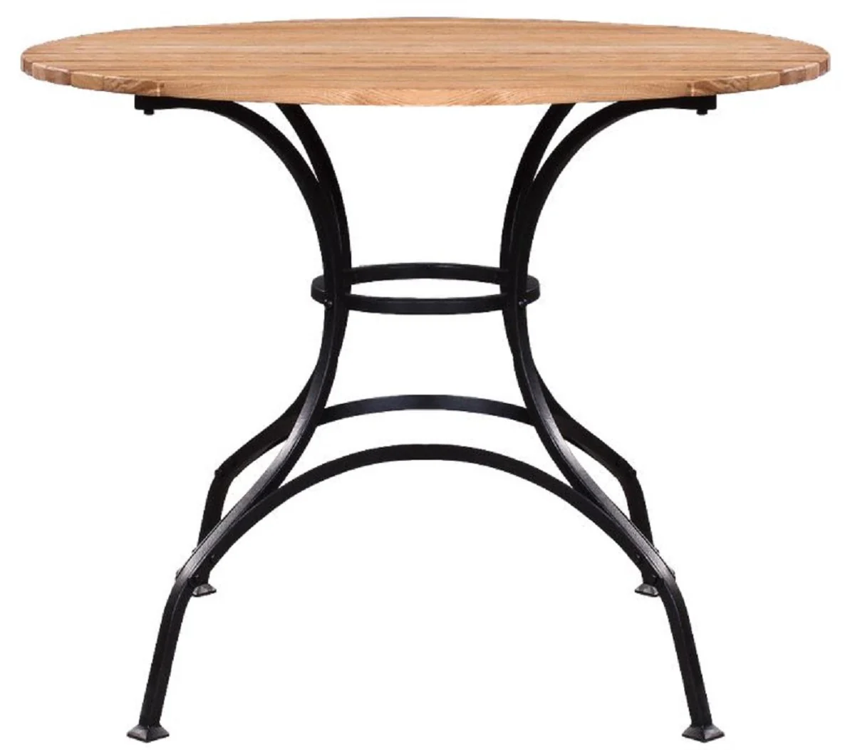 Casa Padrino mesa de jardín Art Nouveau de lujo marrón / negro Ø 100 x A. 78 cm - Mesa redonda para jardín y terraza - Muebles de Jardín y Terraza Art Nouveau