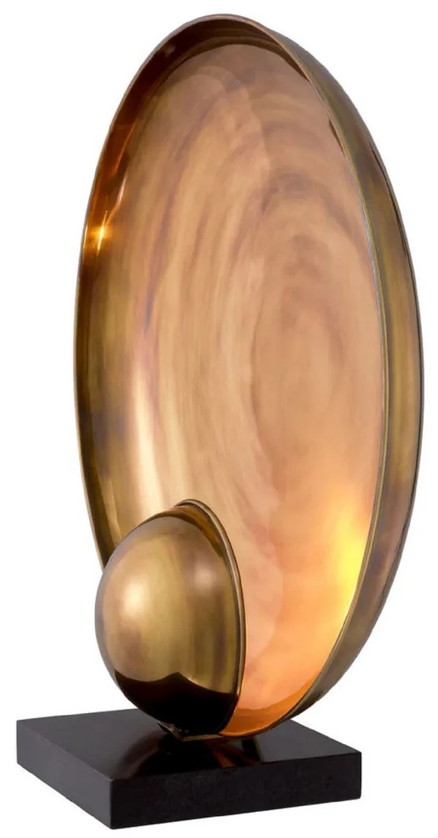 Casa Padrino lámpara de mesa de lujo latón vintage / negro 46 x 17,5 x A. 50,5 cm - Lámpara de escritorio con base de granito - Lámparas de mesa de lujo - Muebles de lujo - Interior de lujo