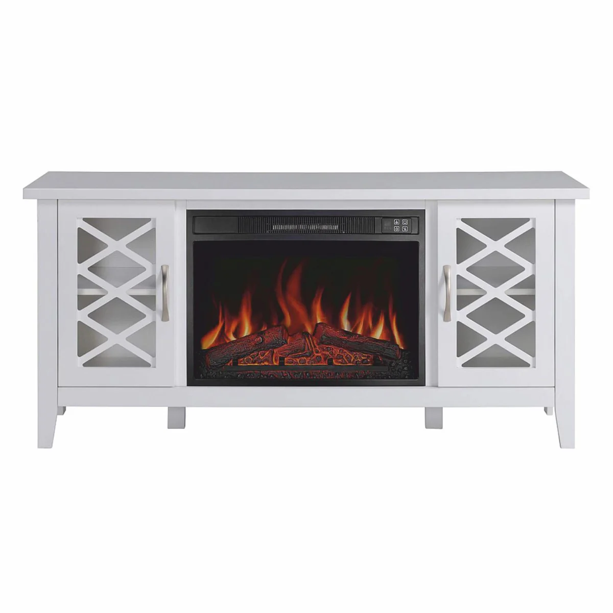 Casa Padrino armario de TV de estilo campestre con chimenea eléctrica LED blanco 137,1 x 39 x A. 64,5 cm