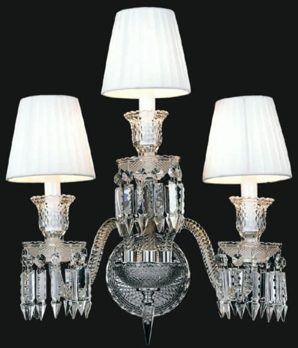 Casa Padrino lámpara de pared de cristal barroco de lujo plata / blanco 48 x A. 48 cm - Magnífica lámpara de pared de estilo barroco