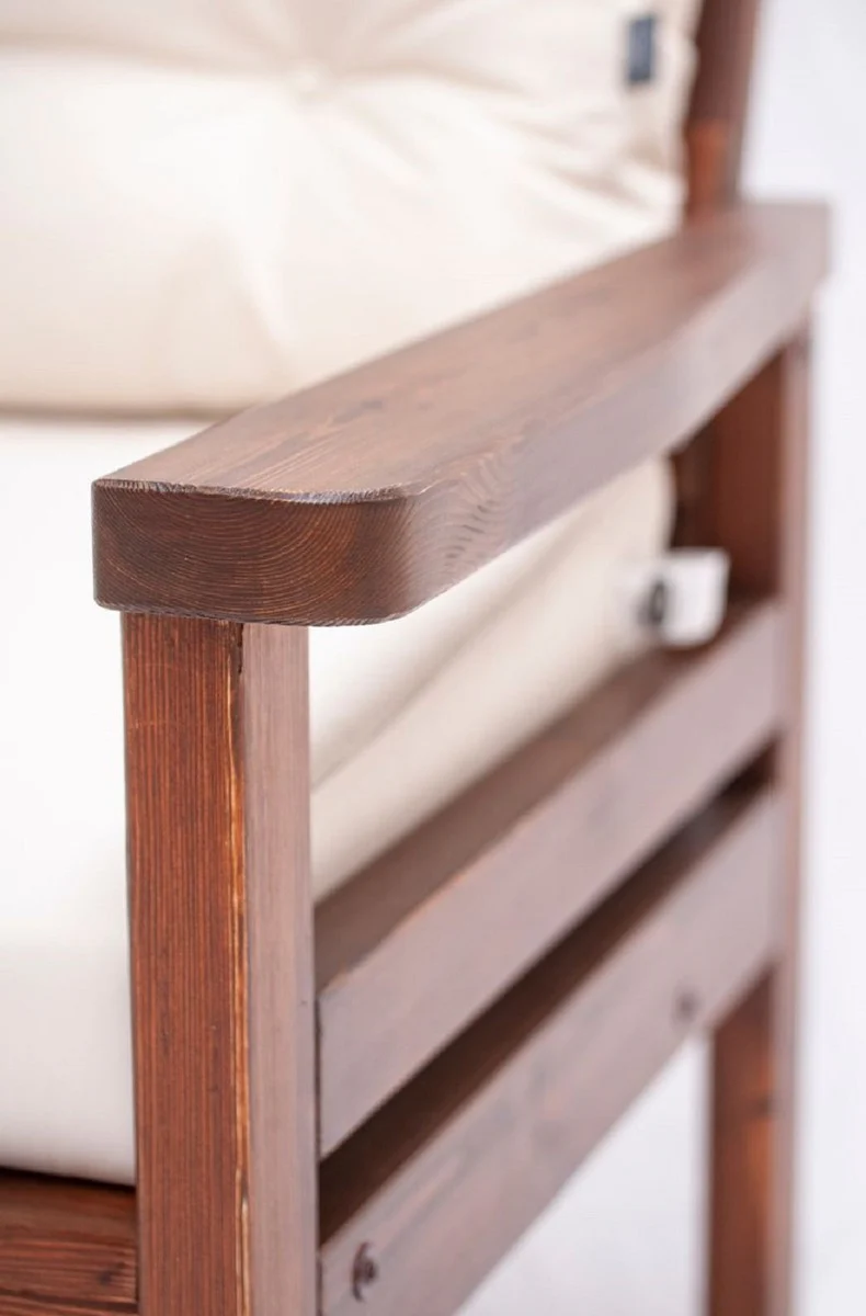 Casa Padrino conjunto de muebles de jardín de lujo beige / marrón oscuro - 1 Sofá de Jardín y 2 Sillones de Jardín y 1 Mesa de Centro de Jardín - Muebles de jardín y terraza - Muebles de lujo